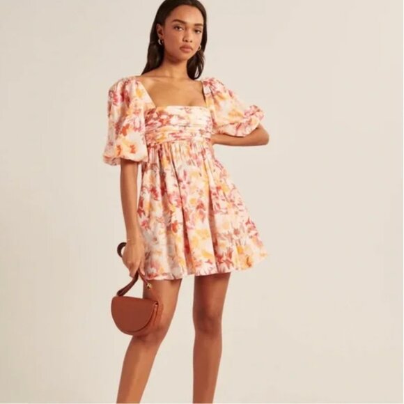 Abercrombie & Fitch Emerson Poplin Boho Mini Dress Floral Boho Size Small L49 - Picture 1 of 16